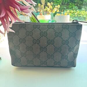 Gucci Small Pouch Makeup Brown Fabric Leather